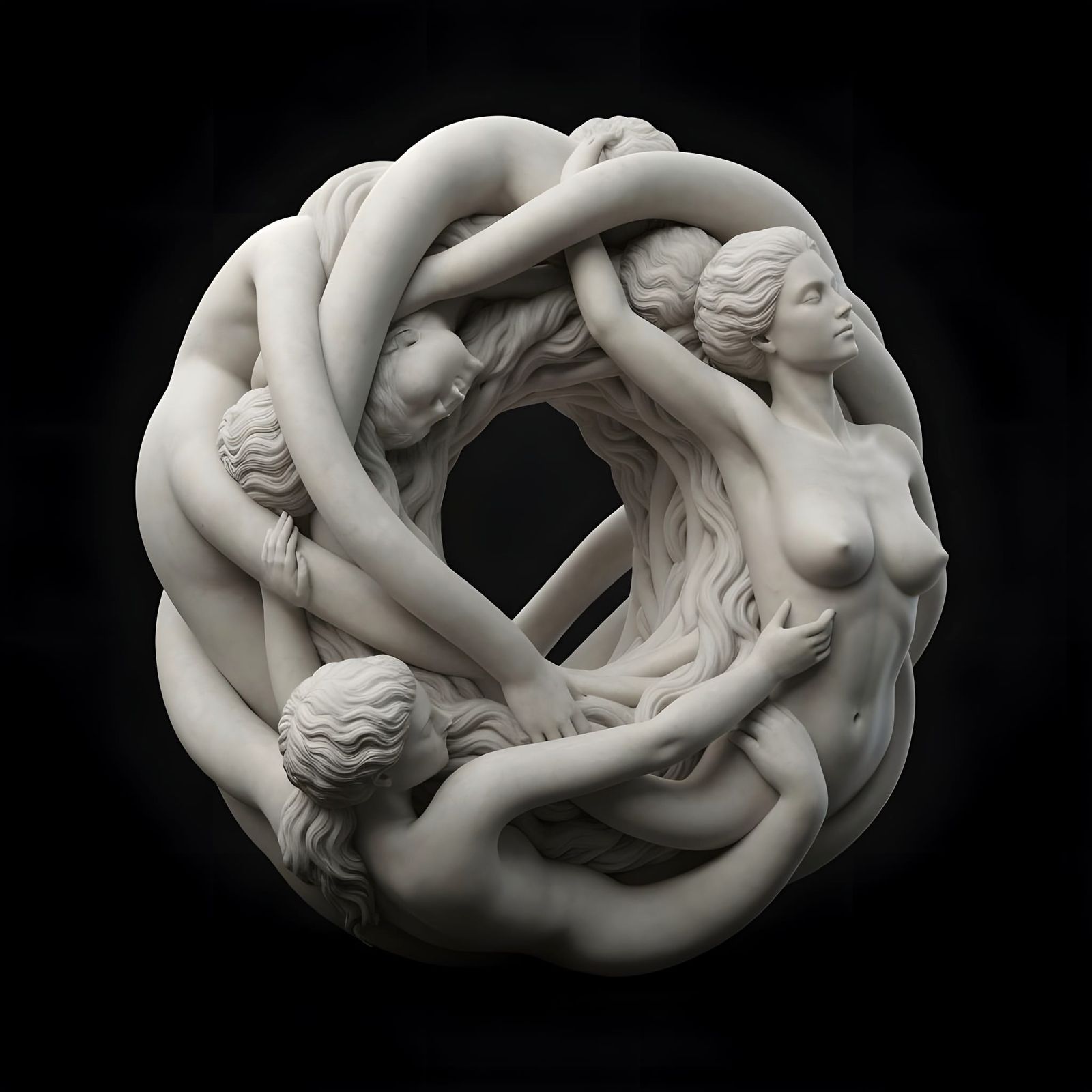 Sinuous Alabaster Women Form Möbius Strip
