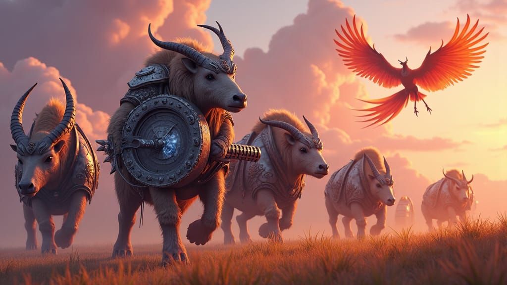 Centaur Warrior Leads Armored Allies into Battle