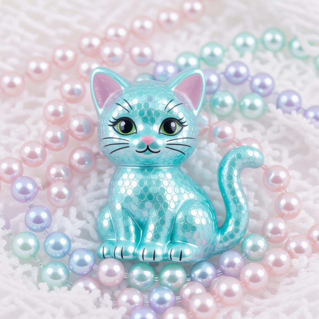 Sparkling Kitten Made of Rainbow Beads