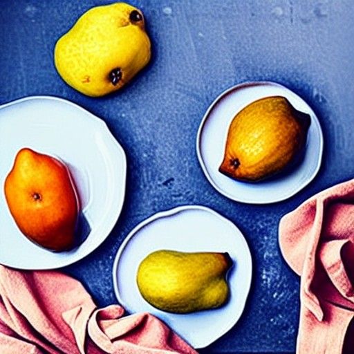 Brown Baked Quinces with Autumn Leaves