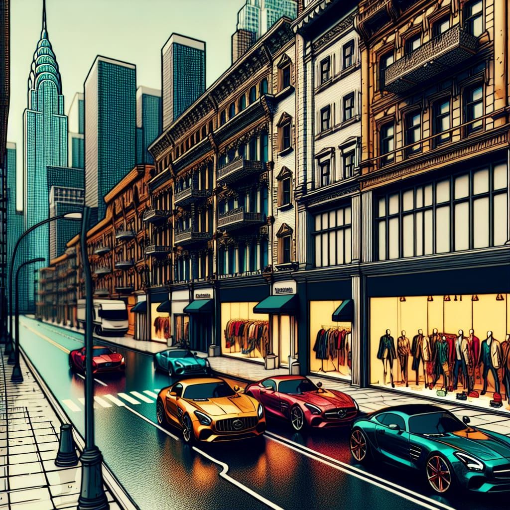 Cartoon City Street in Hyperrealistic Style