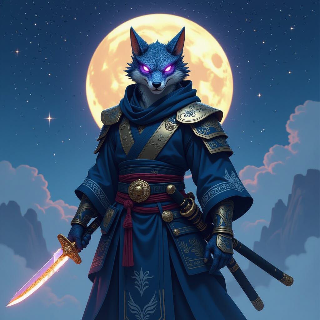 Kobold Warrior with Magic Sword in Astral Nightscape