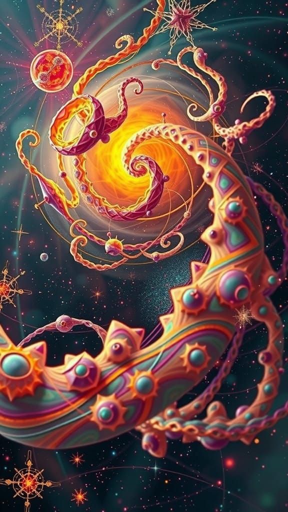 Luminous Cosmic Portraits in Iridescent Hues