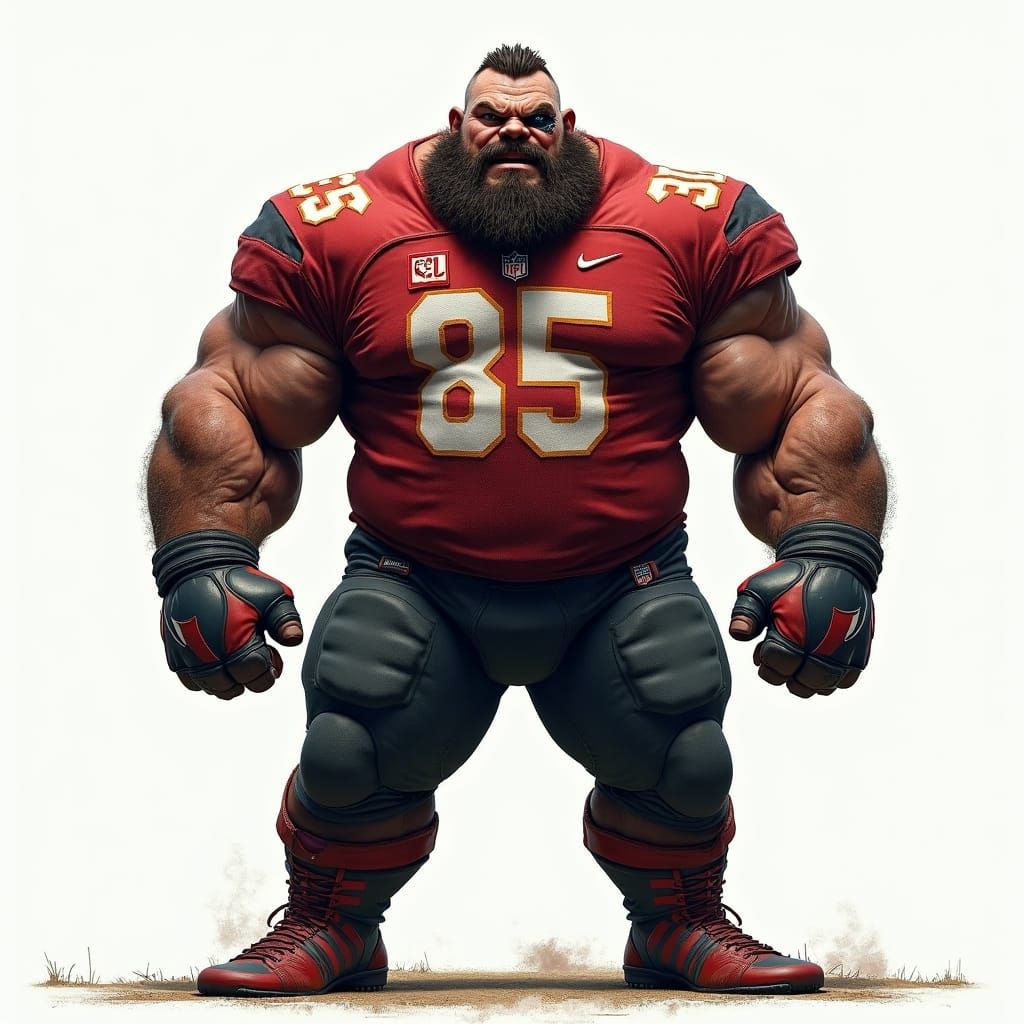 Fierce Brawler with Black Eye in Matte Painting Style