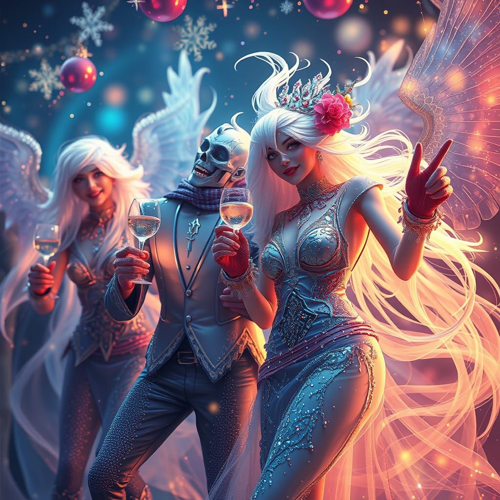 Ethereal Ghosts Celebrate New Year's Eve in Festive Style