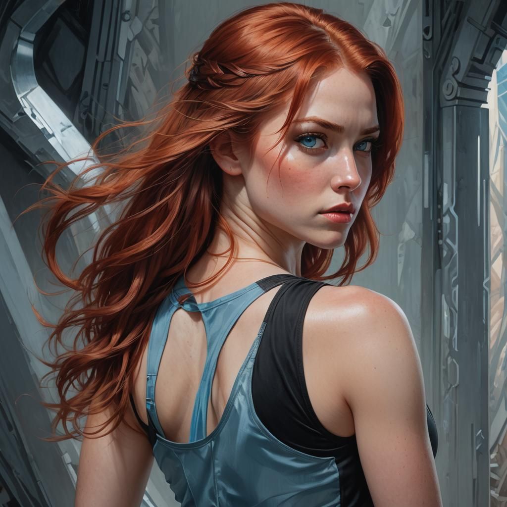 Hyperrealistic Portrait of Woman with Red Hair