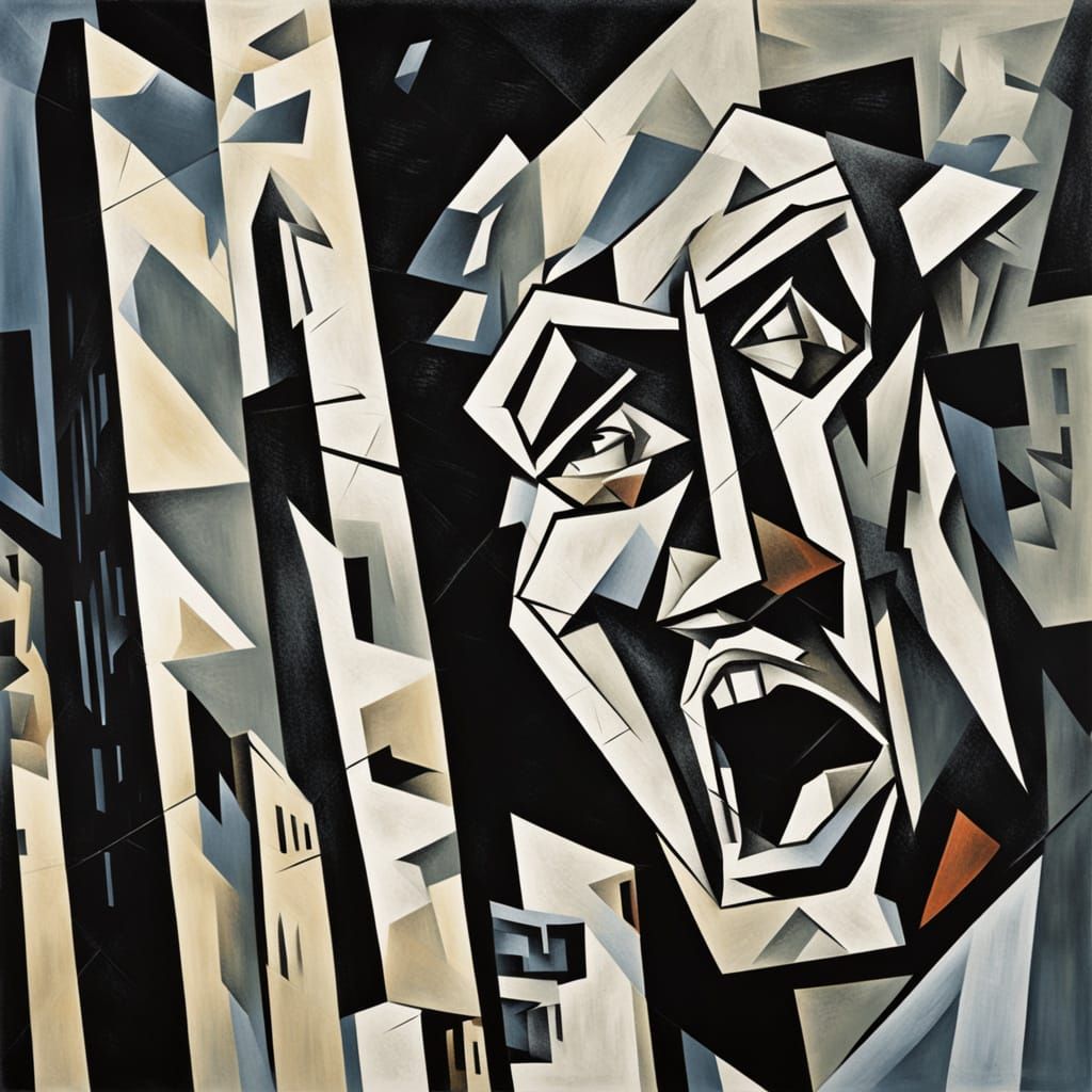Cubist Banshee Screaming on High Rise