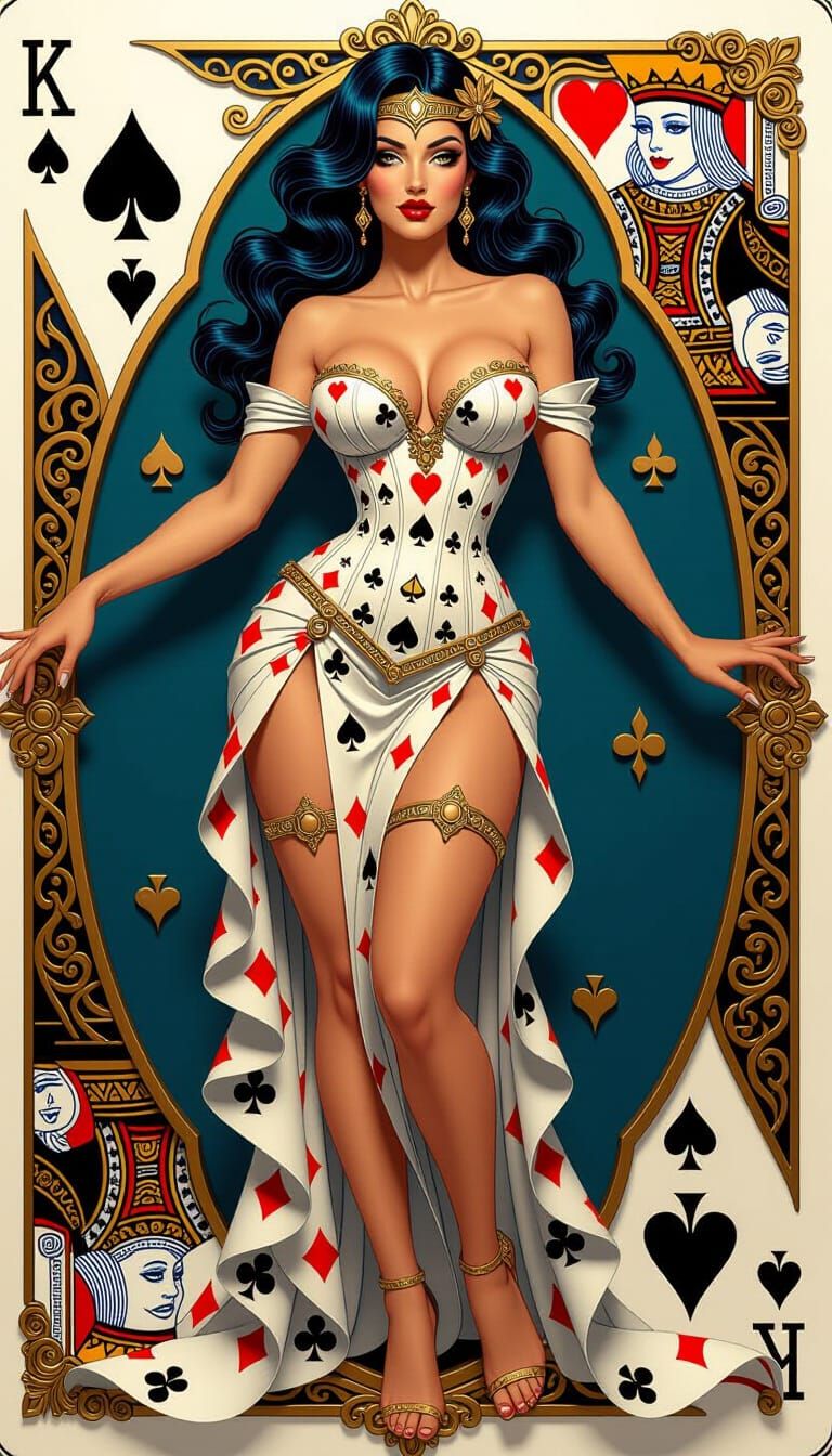 3D Playing Card Goddess Pin-Up