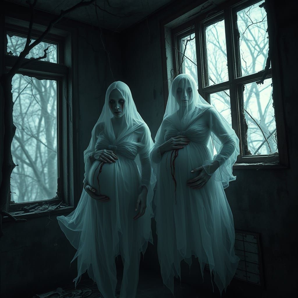Ethereal Pregnant Spirits Haunt Dark Abandoned Hospital