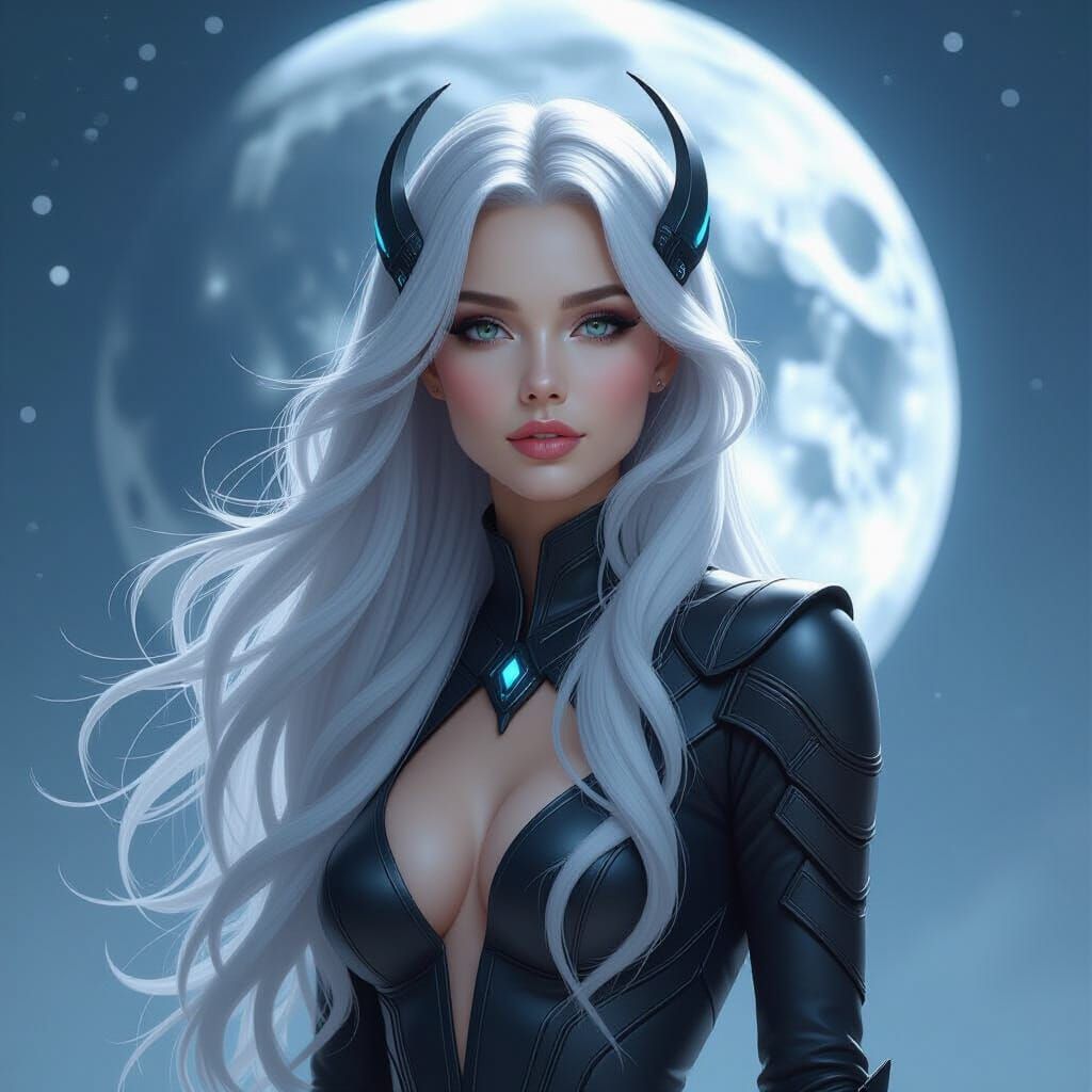 Alien Moon Queen with Futuristic Style