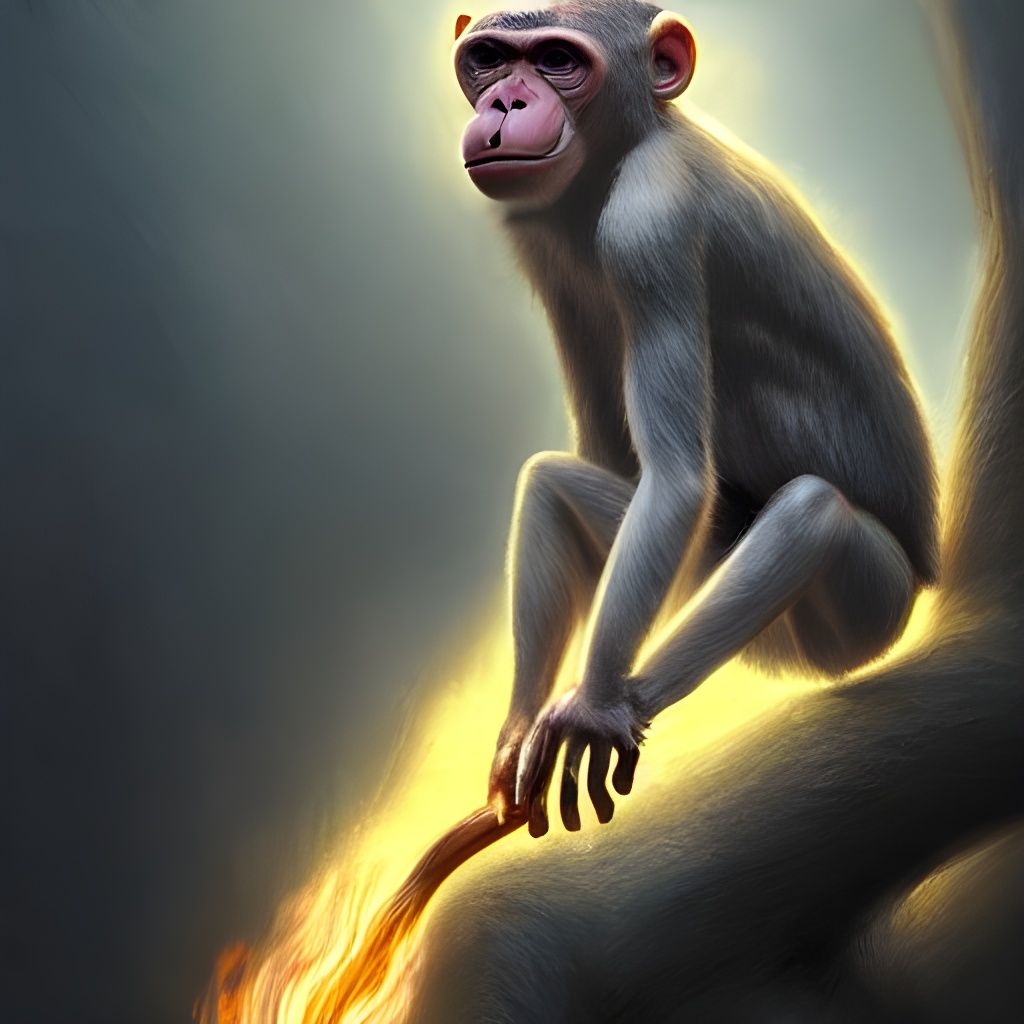 Fire Breathing Monkey Digital Painting