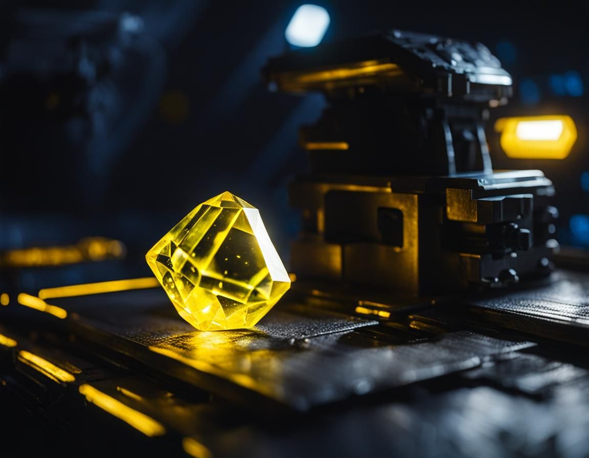 Glowing Kyber Crystal on Starship Workbench