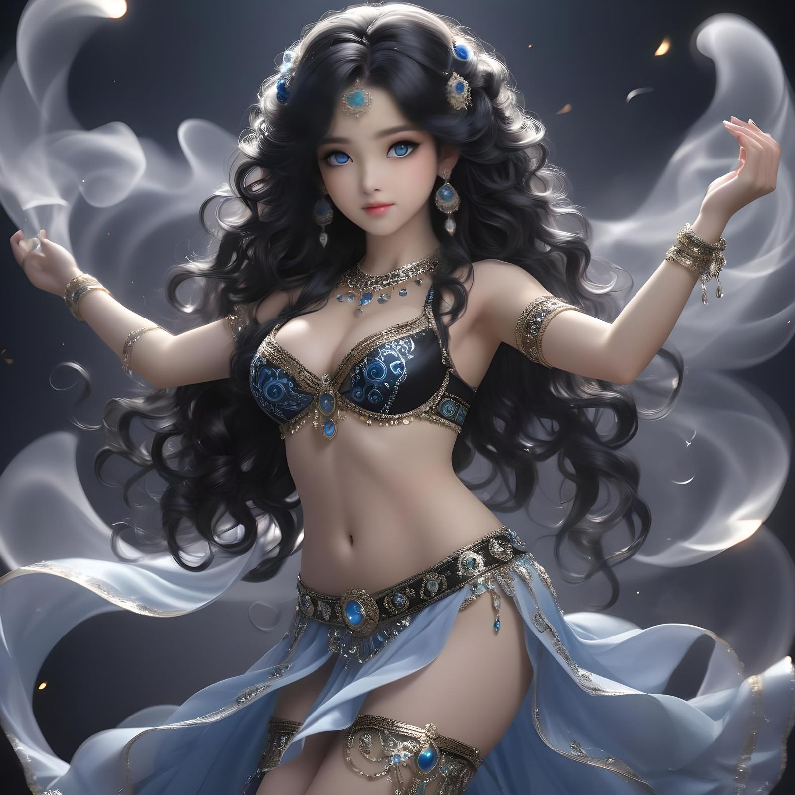 Lebanese Belly Dancer in 3D Anime Style