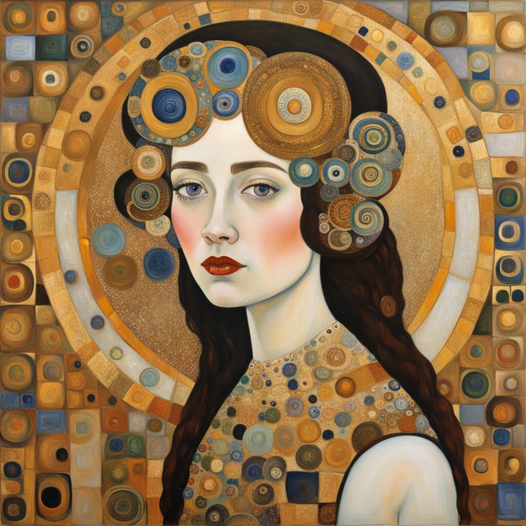 Woman in Gustav Klimt Golden Style
