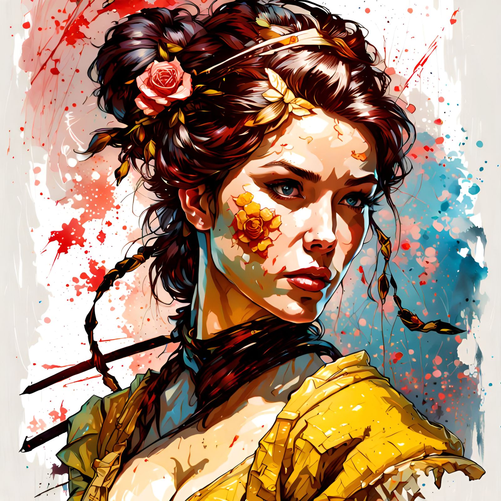 Princess Belle as Ninja, Pin-Up Illustration