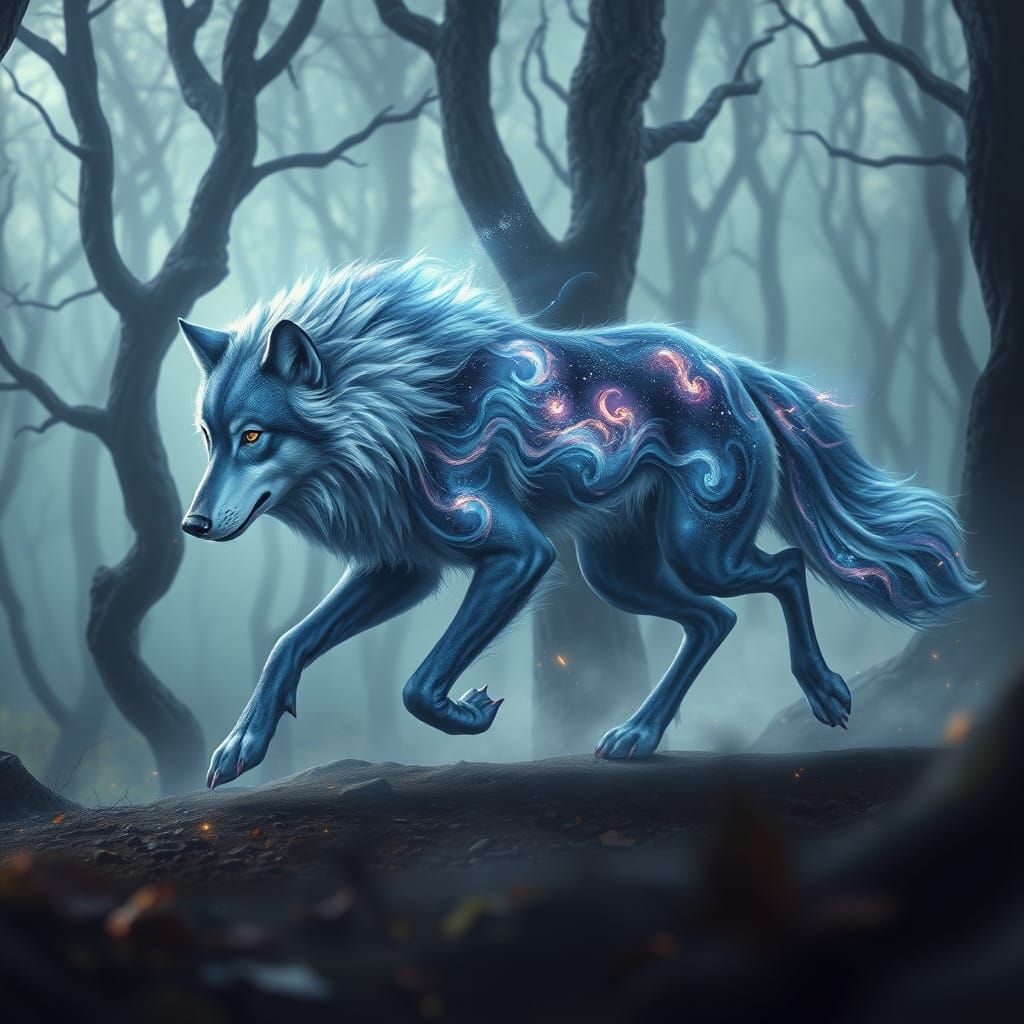 Galactic Wolf Runs Through Cosmic Forest