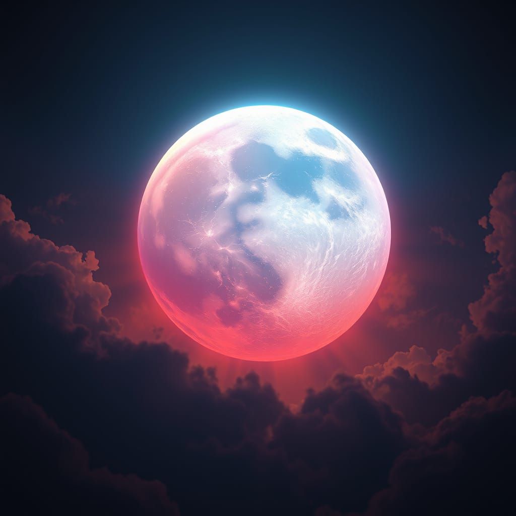 Iridescent Moon in a Dreamlike Sky