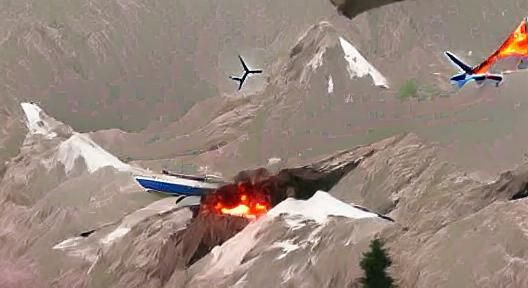 Airplane Crash Amidst Rocky Mountain Peaks