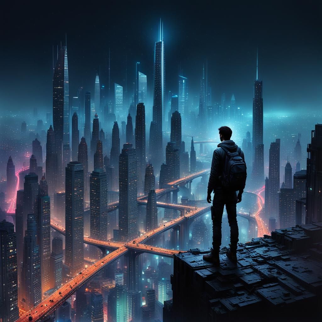Futuristic Metropolis: A Gritty Sci-Fi Vision