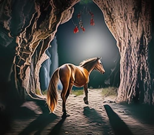 Wild Horses Galloping Under Moonlight: Hyperrealistic Art