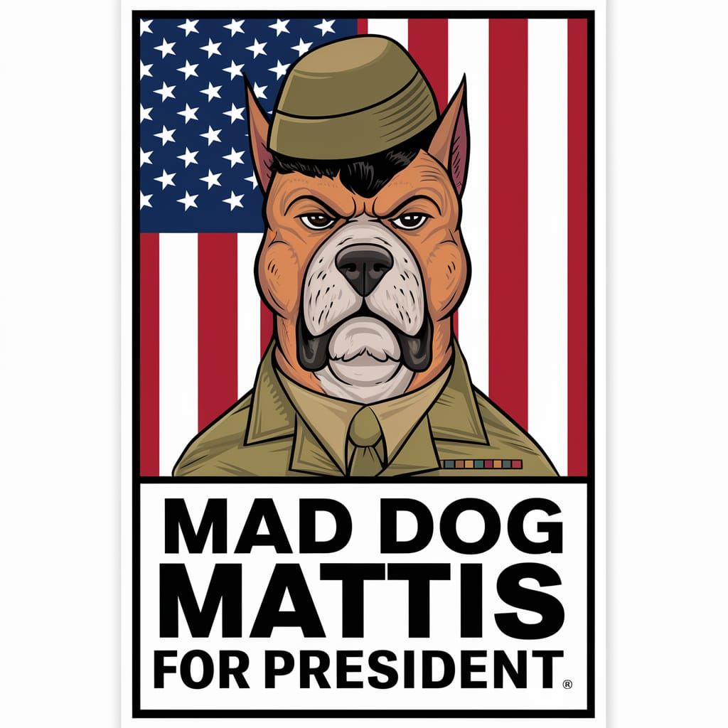 Humorous Bumper Sticker: Mad Dog Mattis for President