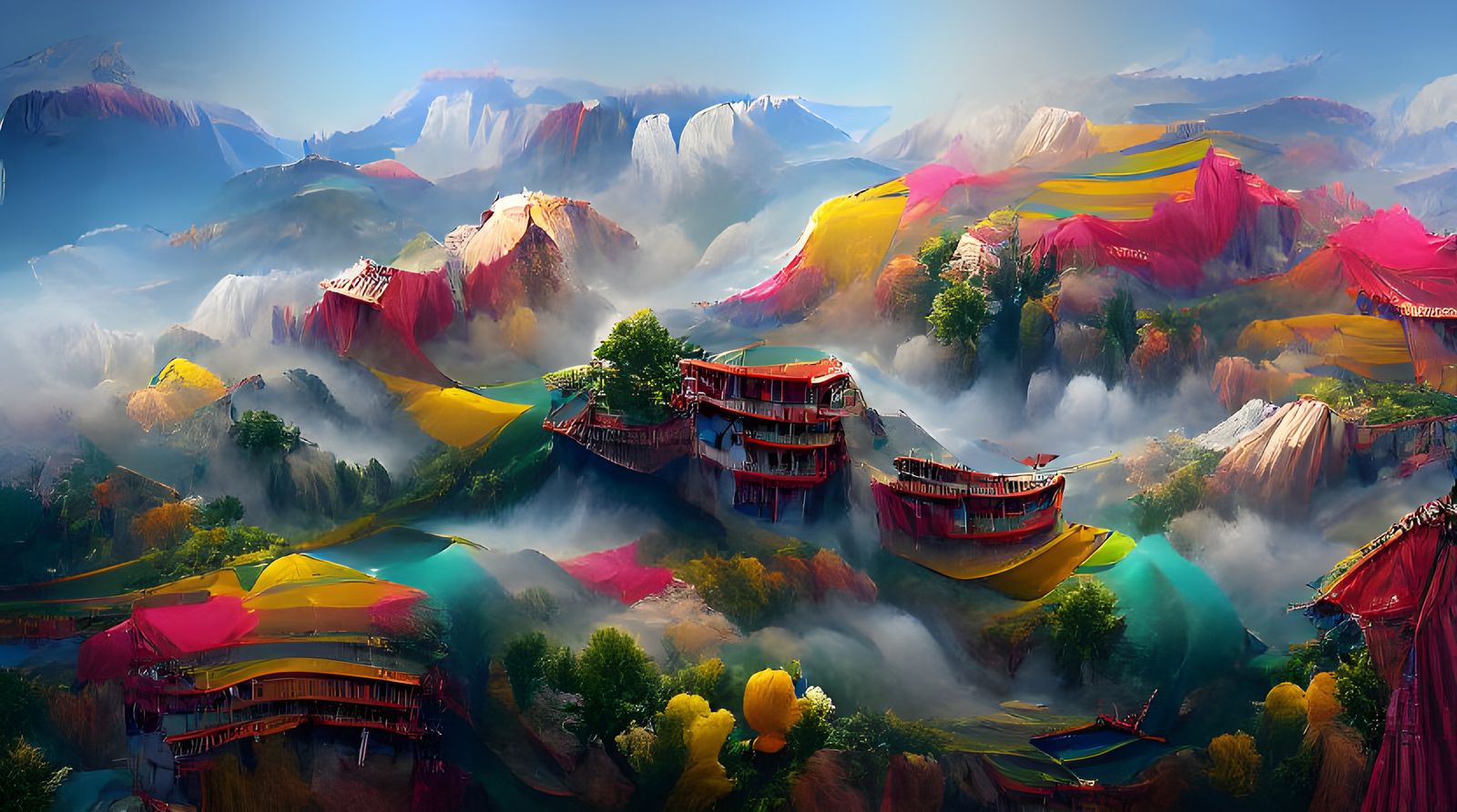 Tianzi Mountains Panorama: 8K Detailed Illustration
