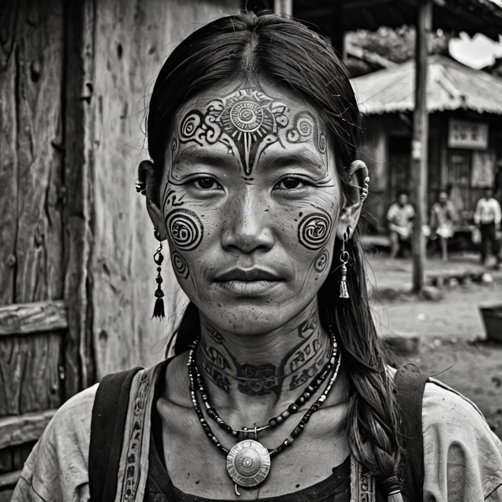 Dulong Woman with Traditional Face Tattoos