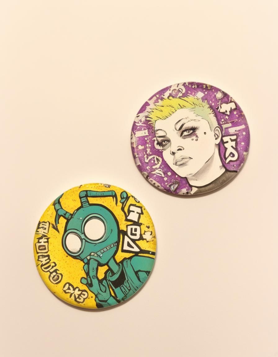 Collectible Pogs Featuring Space-Chap and Punk Femme