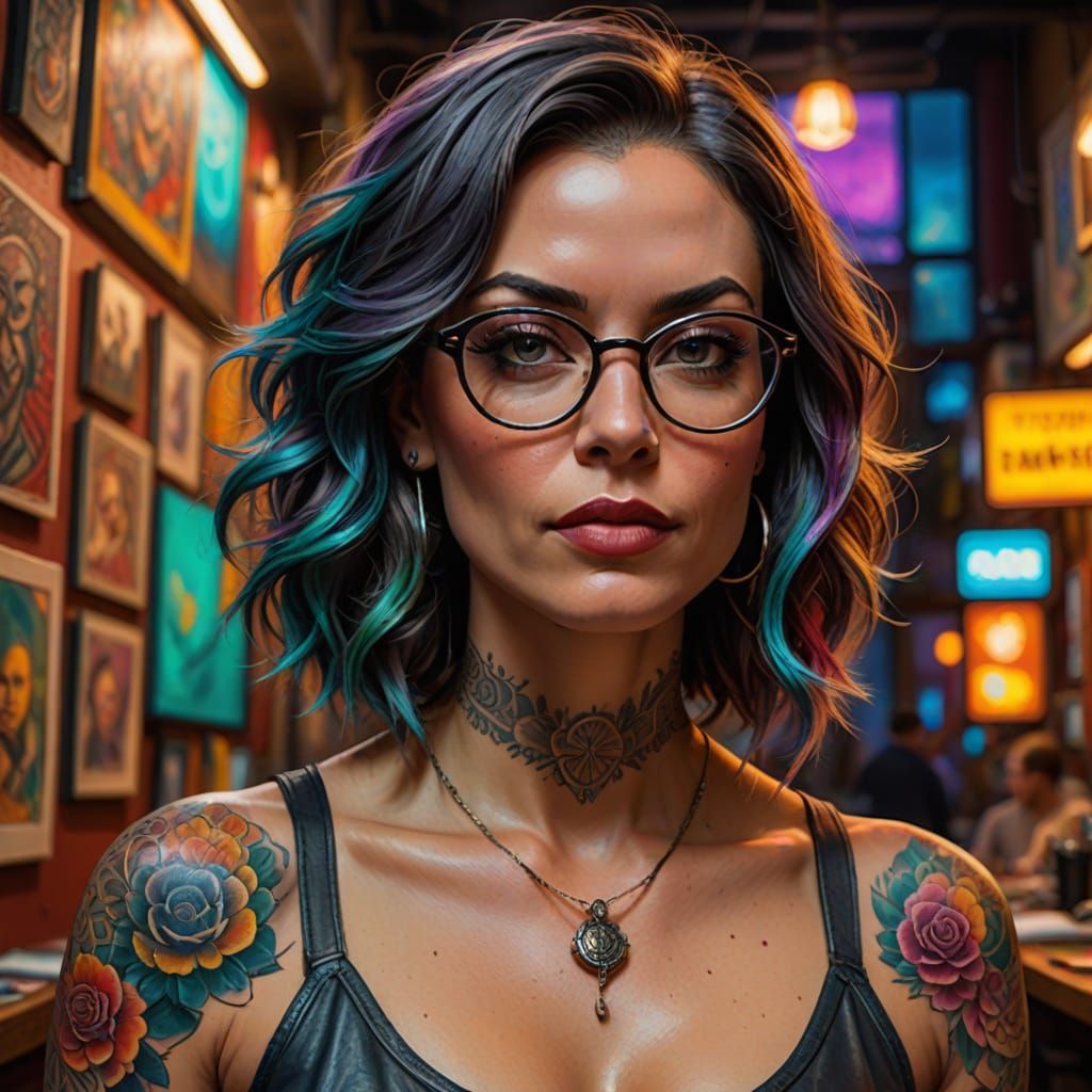 Sultry American Female Writer in Vibrant Colors