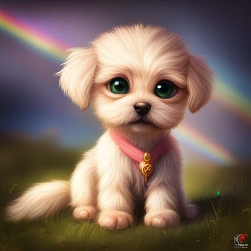 Cute Knitted Yarn Knight Puppy Portrait