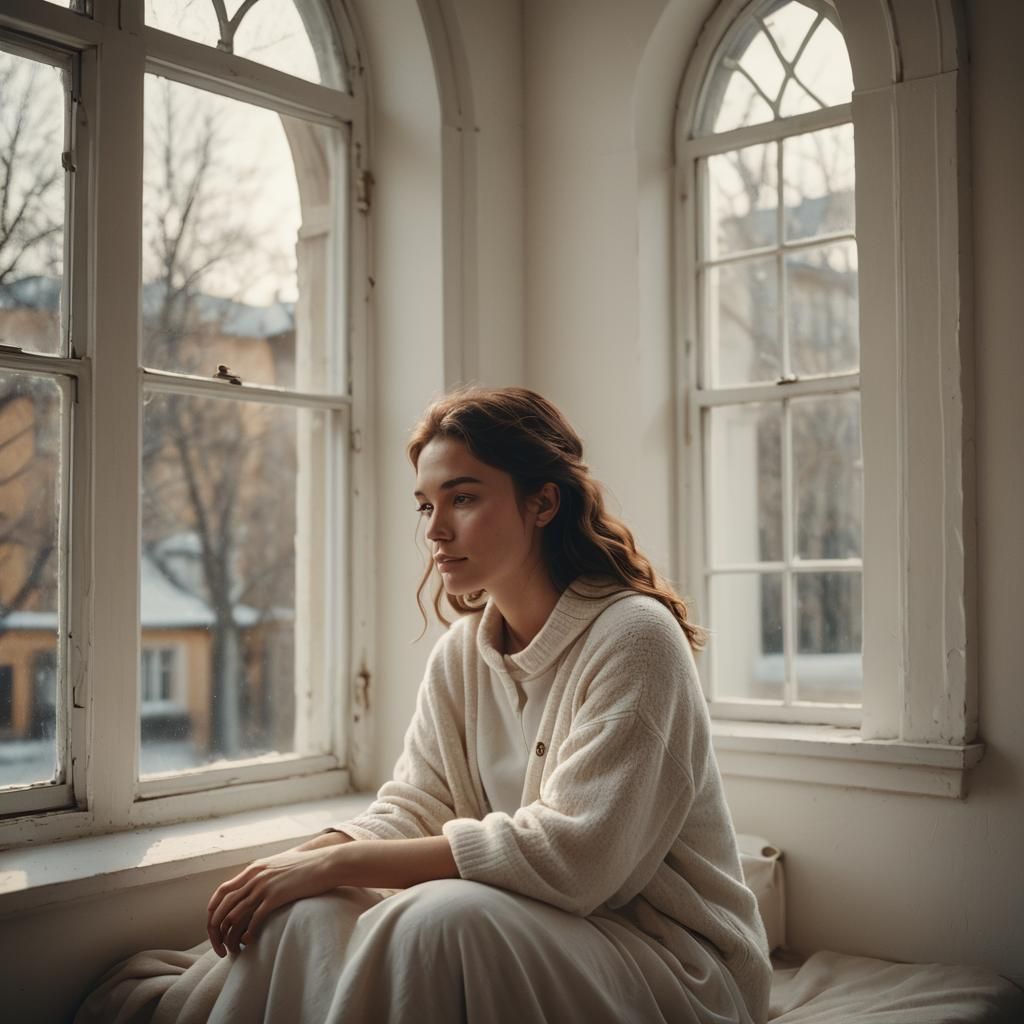 Girl in Cozy Room: Cinematic Film Still