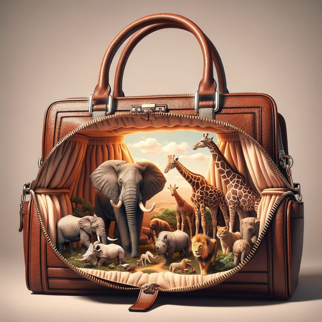 Miniature Zoo in a Handbag: Editorial Photography