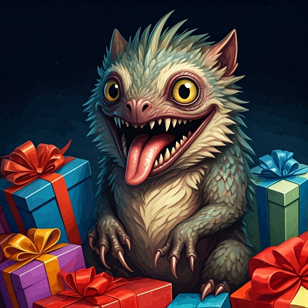 Fantasy Mimic Designing Birthday Gifts Watercolor Painting