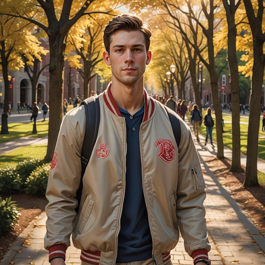 Boston University Student Portrait in Golden Sunlight