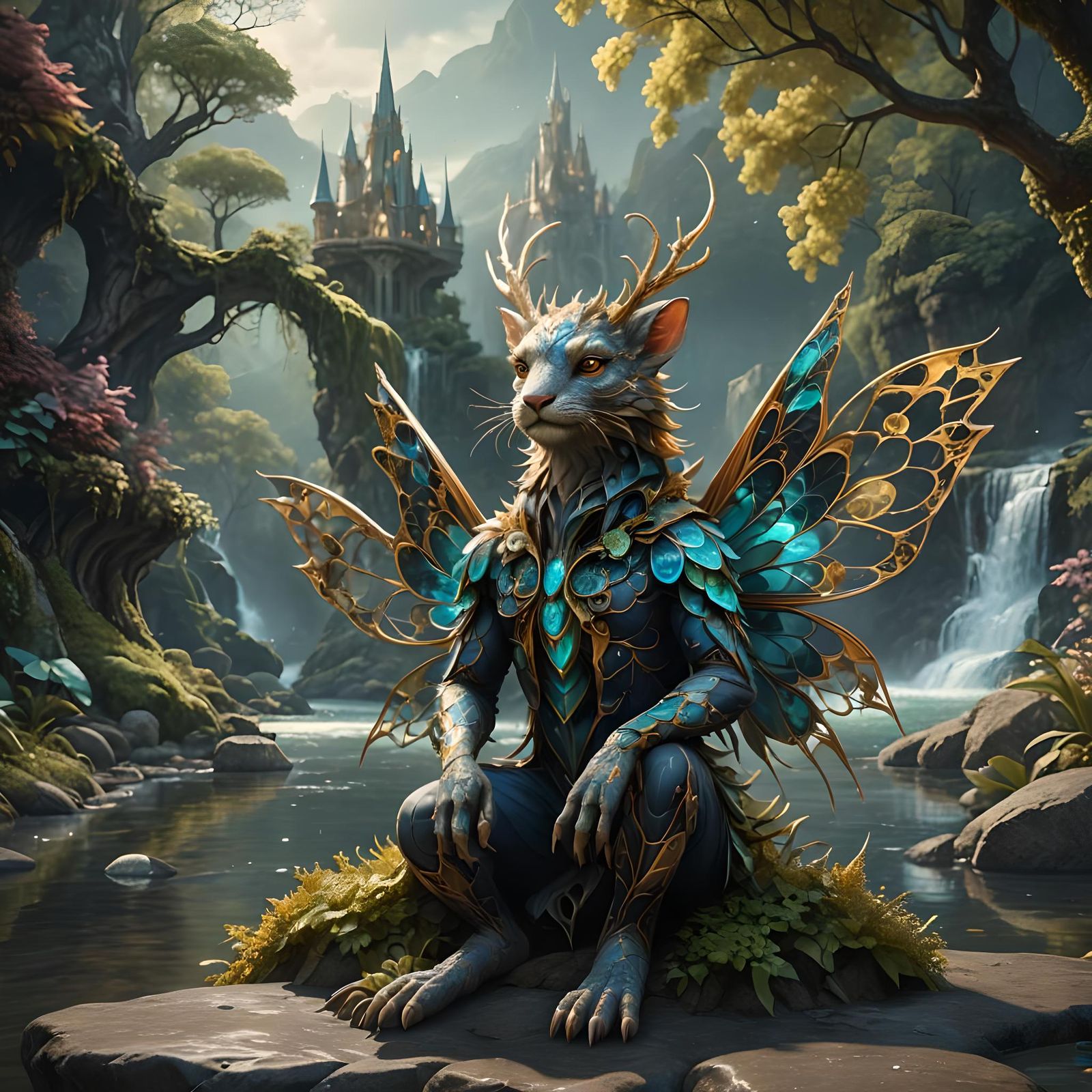 Fairy Animal by River, Fantasy Concept Art