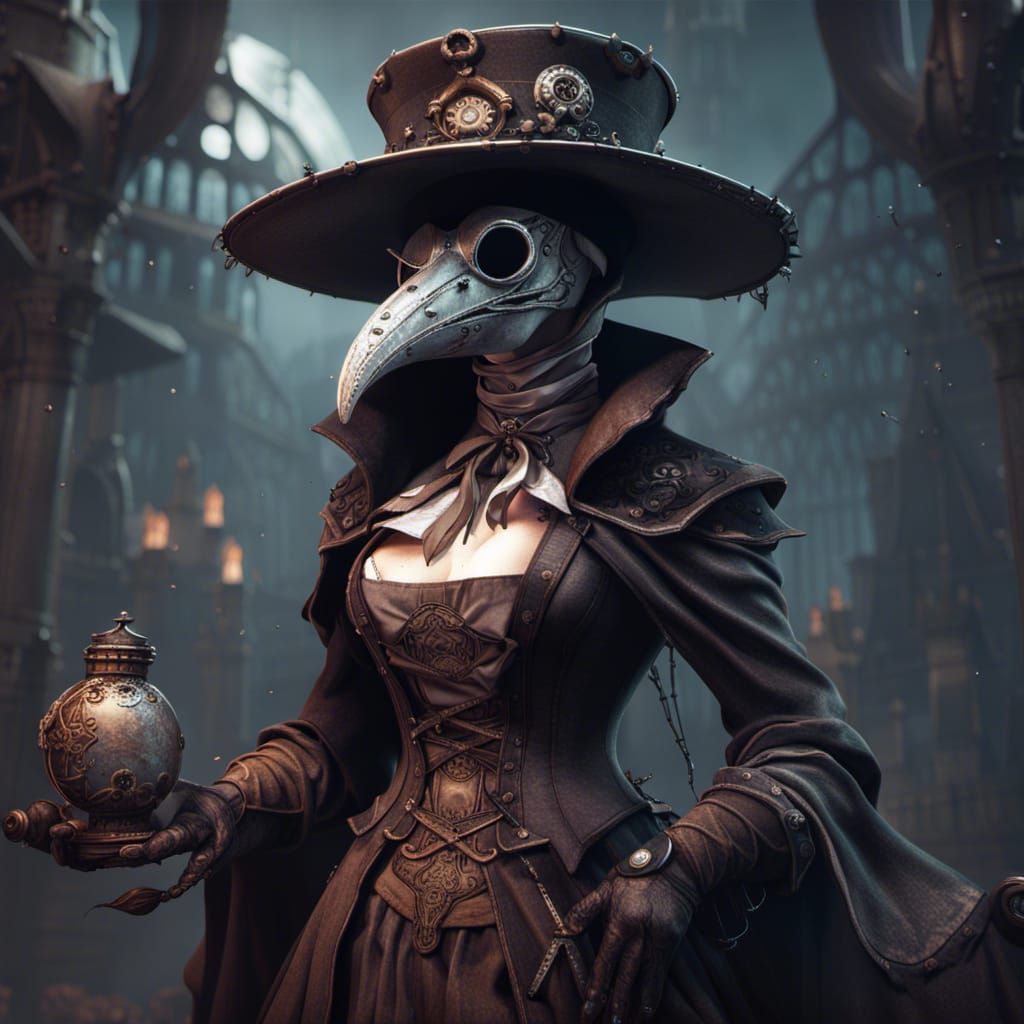 Epic Female Plague Doctor in Detailed Digital Painting