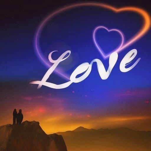 Colorful Heart with LOVE on Night Sky