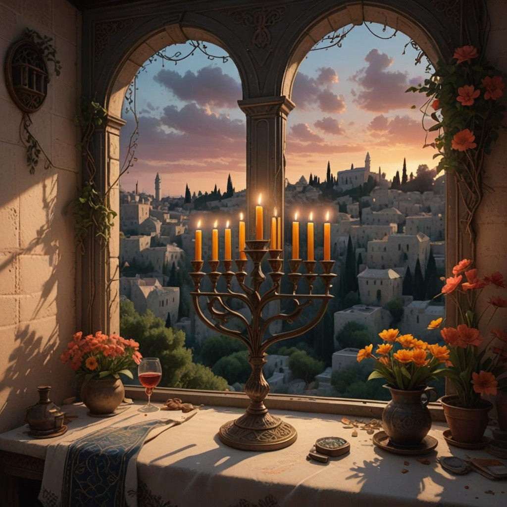 Hanukkah Menorah in Jerusalem's Yemin-Moshe