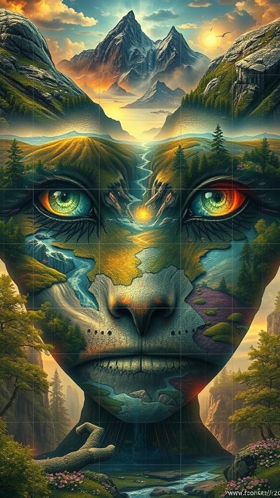 Surreal Landscape Titan Emerges from Earthly Formations