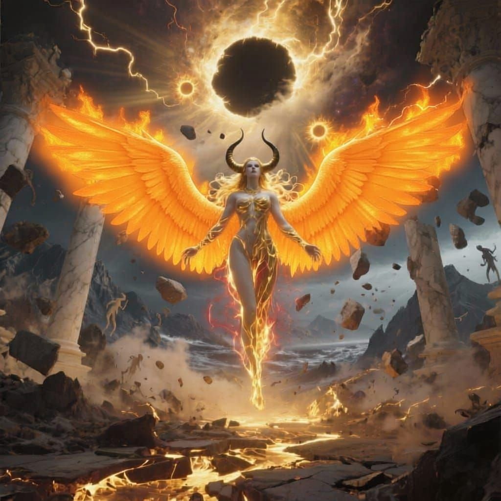 Dark Goddess Awakens: Apocalyptic Temple in Cosmic Style