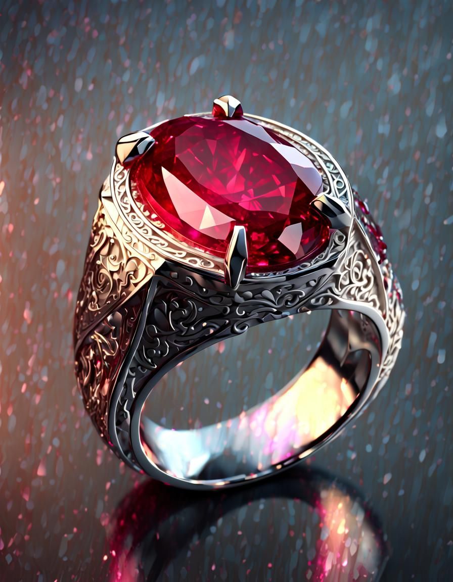 Silver Ring with Ruby: Photorealistic 3D Rendering