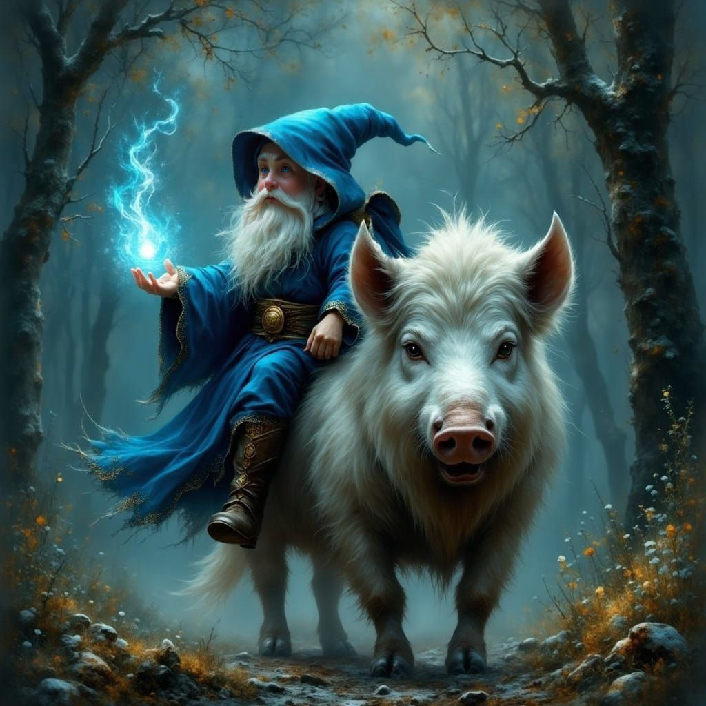 Gnome Mage on Boarback in Dark Forest