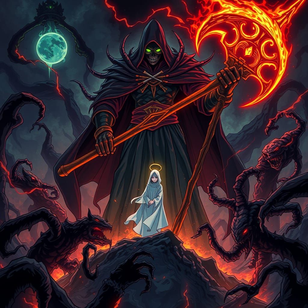 Grim Reaper Protects Soul in Hellish Anime Battle