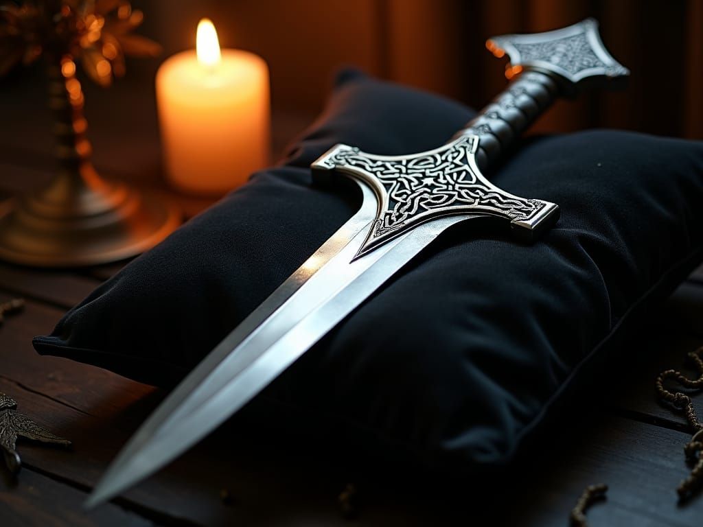 Silver Dagger with Celtic Knot Etchings