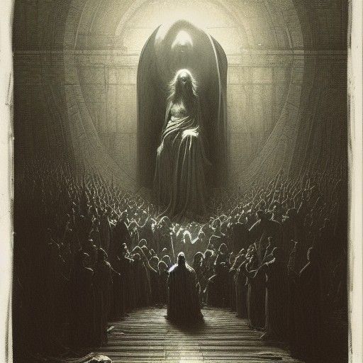 Sinister Cult Gathering in Doré Style