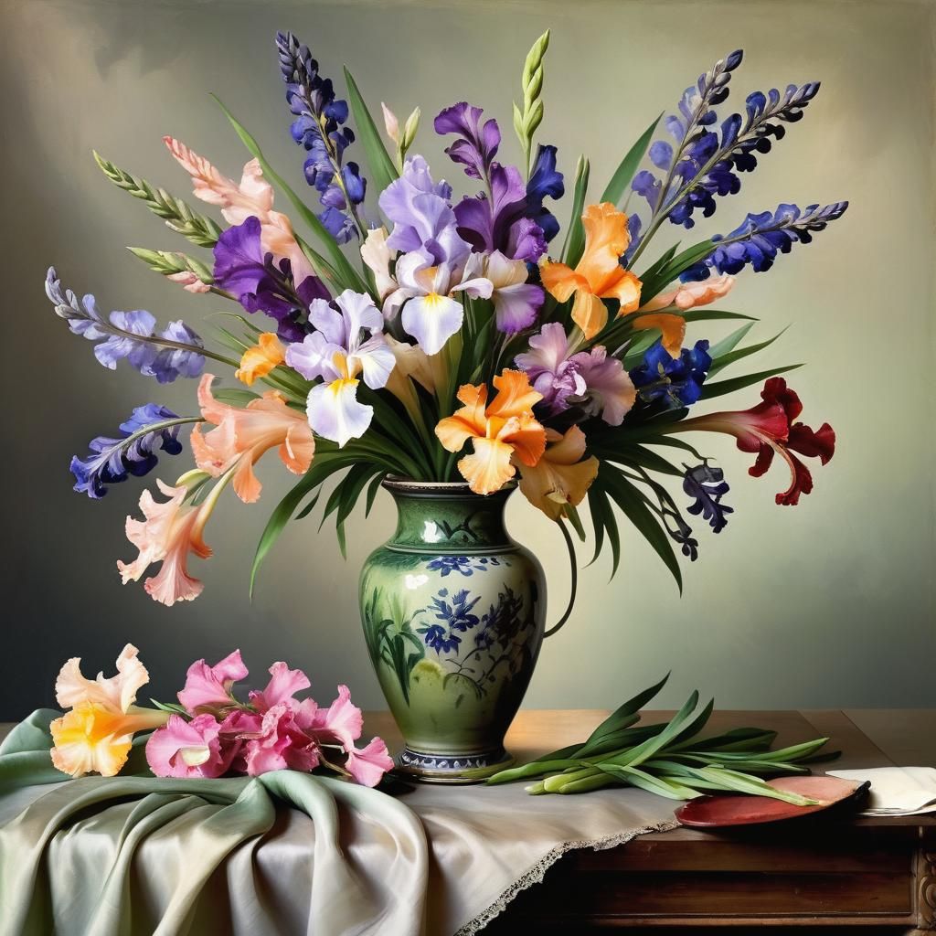Floral Still Life in Oil Painting Style
