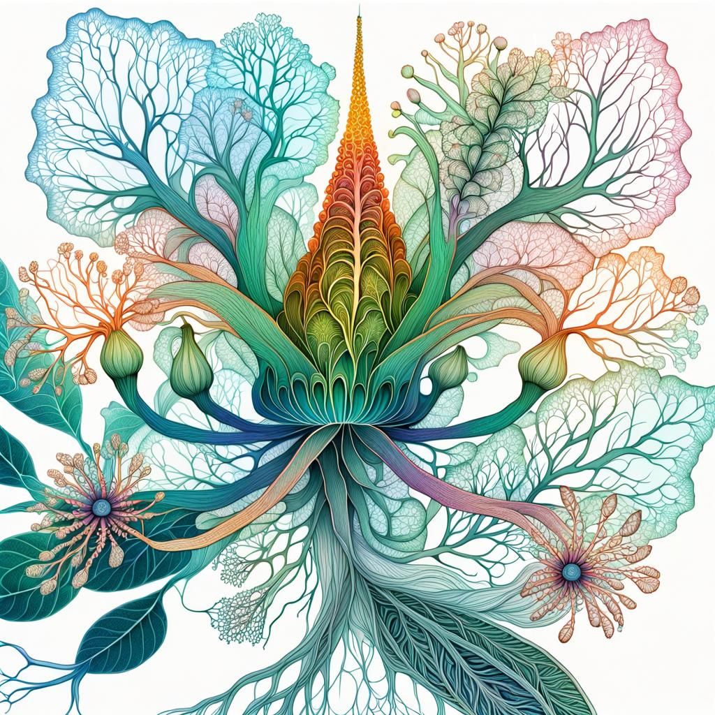 Intricate Fractal Flower Botanical Illustration