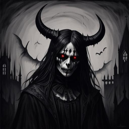 Eerie Expressionist Demon in Gothic Horror Style