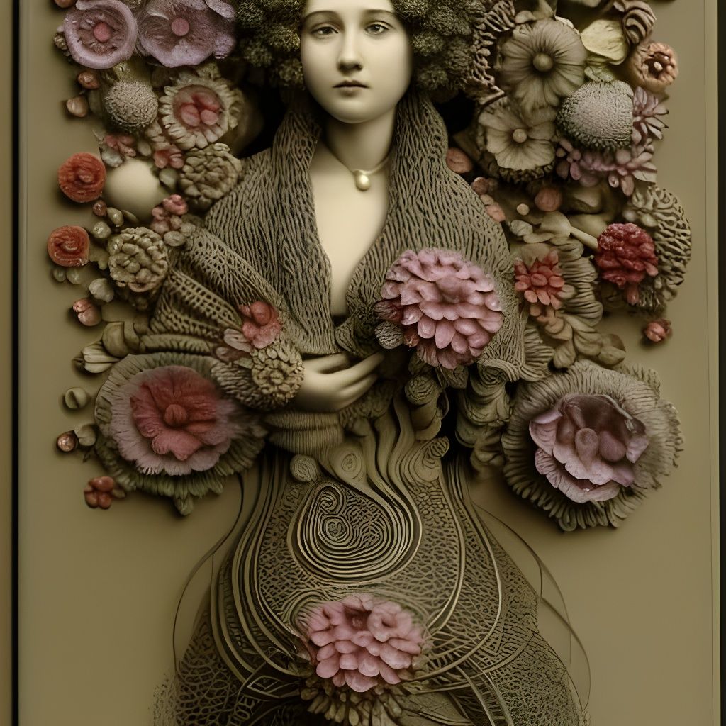 Girl Holding Flowers as Paper Art Sculpture