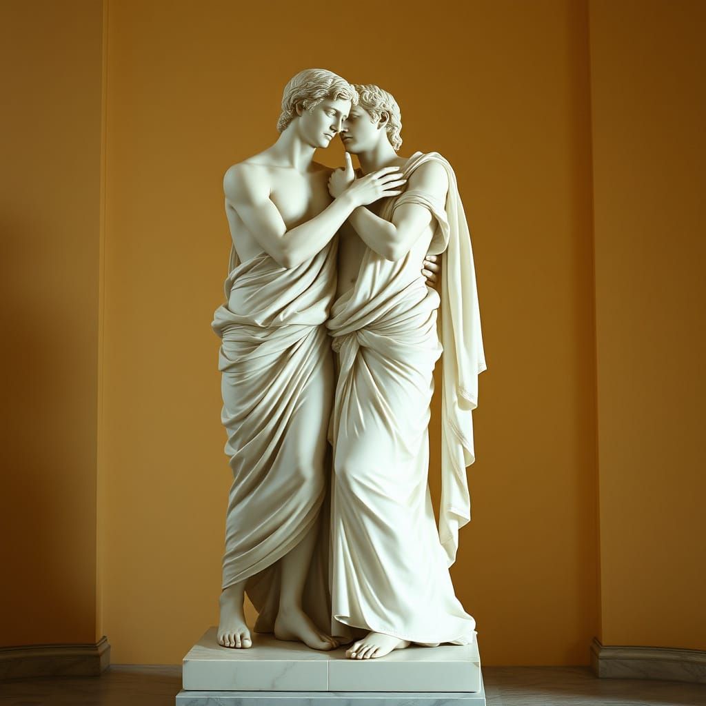 Marble Sculpture: Daphnis and Ganymede in Greece